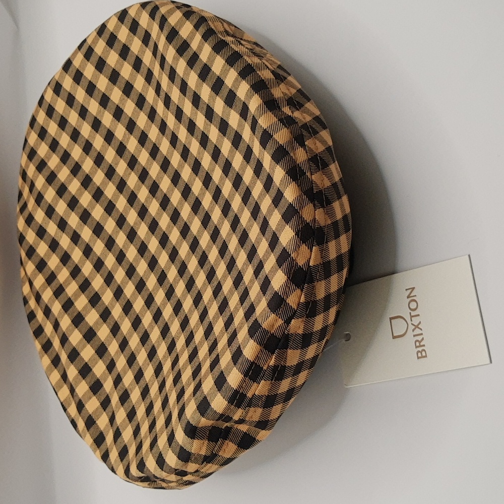 Brixton Fiddler Beret Cap Hat Gingham Plaid Yellow Black NEW Sizes S, M, L - Picture 6 of 14